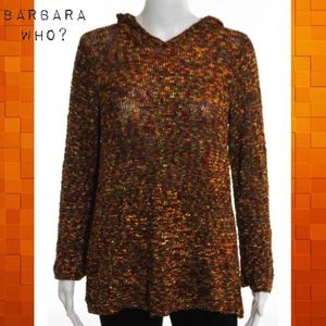 BARBARA WHO? Orange/Red Knit Pocket Hood Sweater